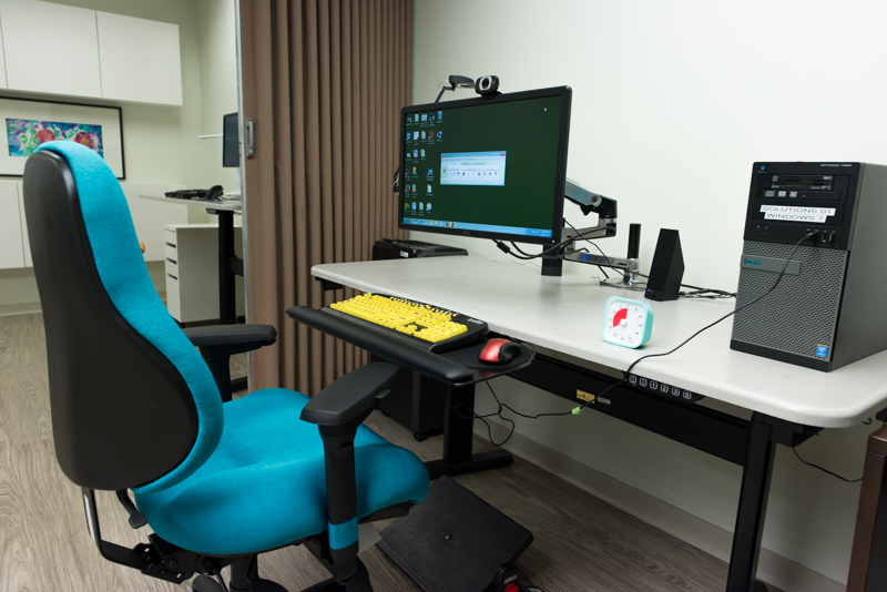 Ergonomic chair in front of a computer